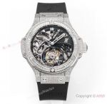 Swiss Super Clone Hublot Tourbillon Big Bang Pave Diamond Stainless Steel Watch 44 mm